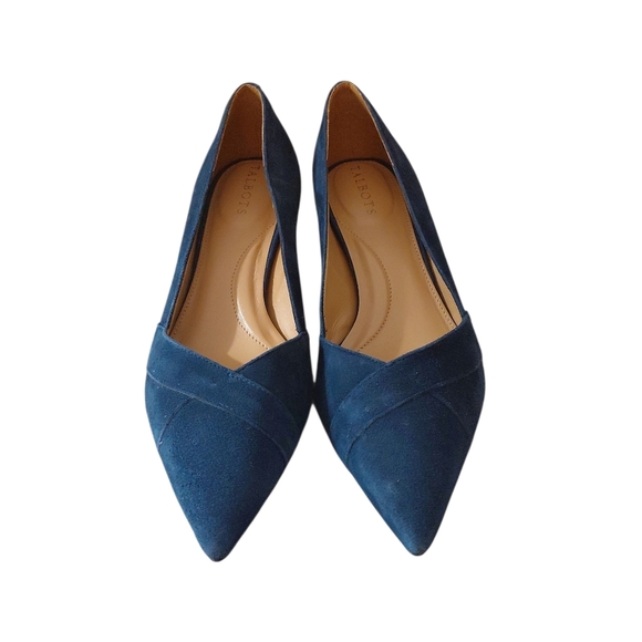 Talbots Erica Classic Blue Suede Heels Pointed Toe Kirren Heel Pumps Size 9 - Picture 3 of 10